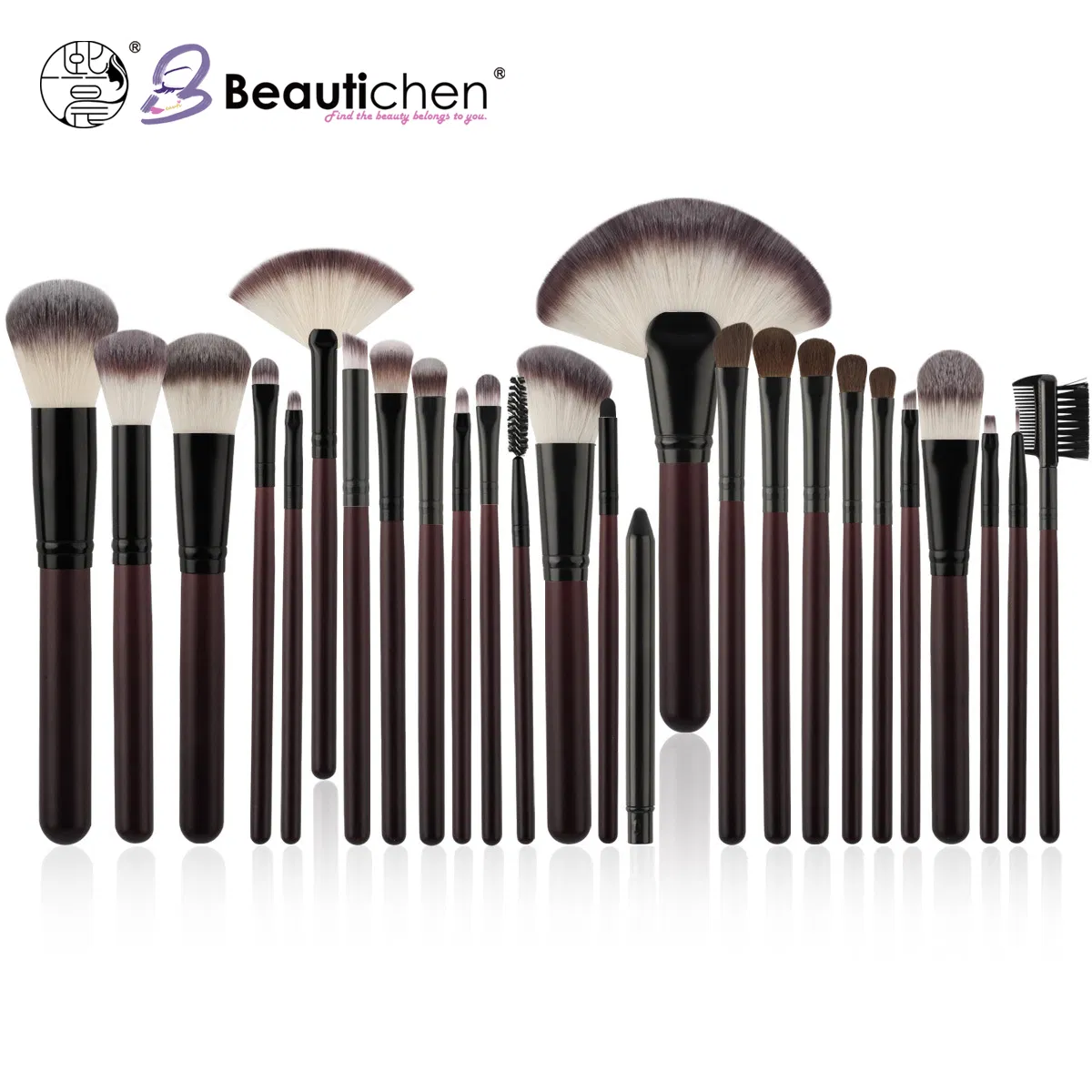 Set de Pinceles de Maquillaje Profesional Beautichen 24-Piece con Mangos de Madera de Abedul – Cerdas Sintéticas Premium para Maquillaje de Rostro y Ojos