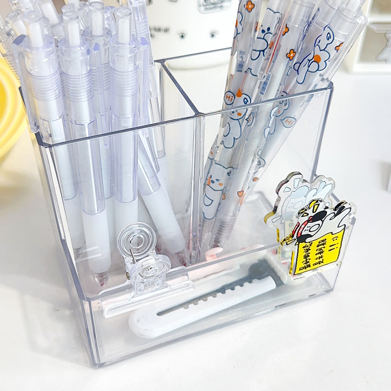 Organizador de brochas de maquillaje de acrílico transparente para almacenamiento en escritorio, contenedor de lápiz labial y cosméticos para dormitorio