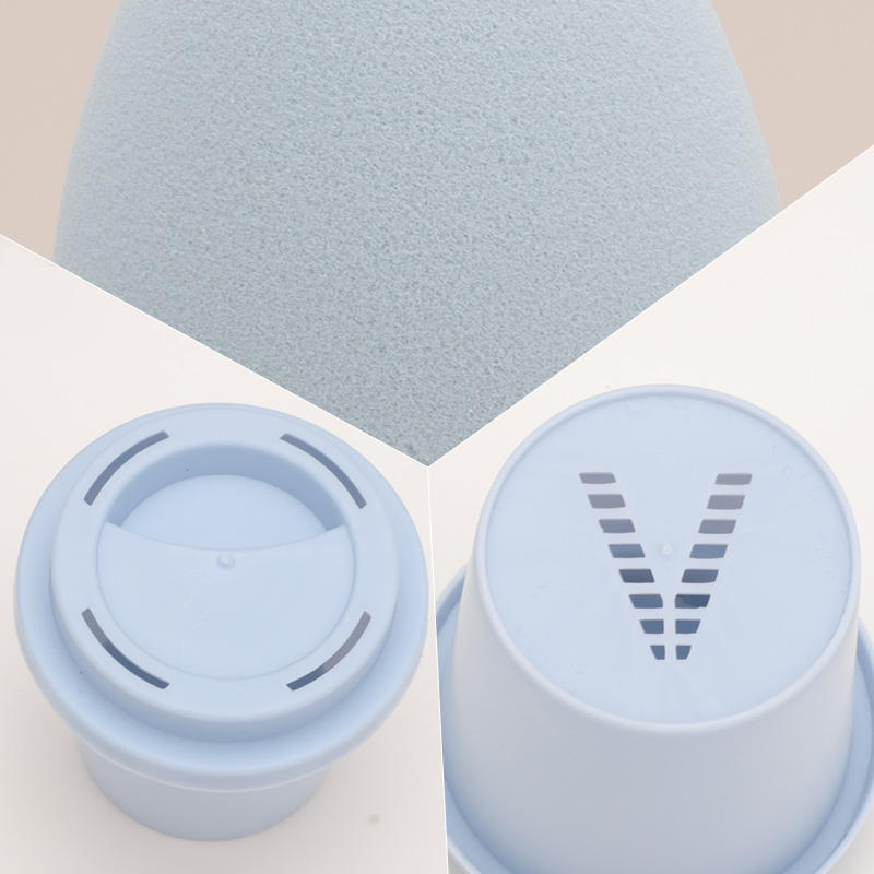 Esponja de Maquillaje Caliente con Soporte de Almacenamiento en Forma de Taza de Café para Esponja, Esponja Profesional para Base y Corrector Cosmético
