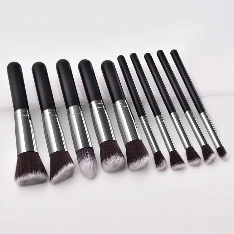 10PCS Conjuntos de Pinceles de Maquillaje, Kit de Pinceles de Maquillaje de Fundación Sintética Premium para Polvo Facial, Rubor, Sombra de Ojos y Kabuki