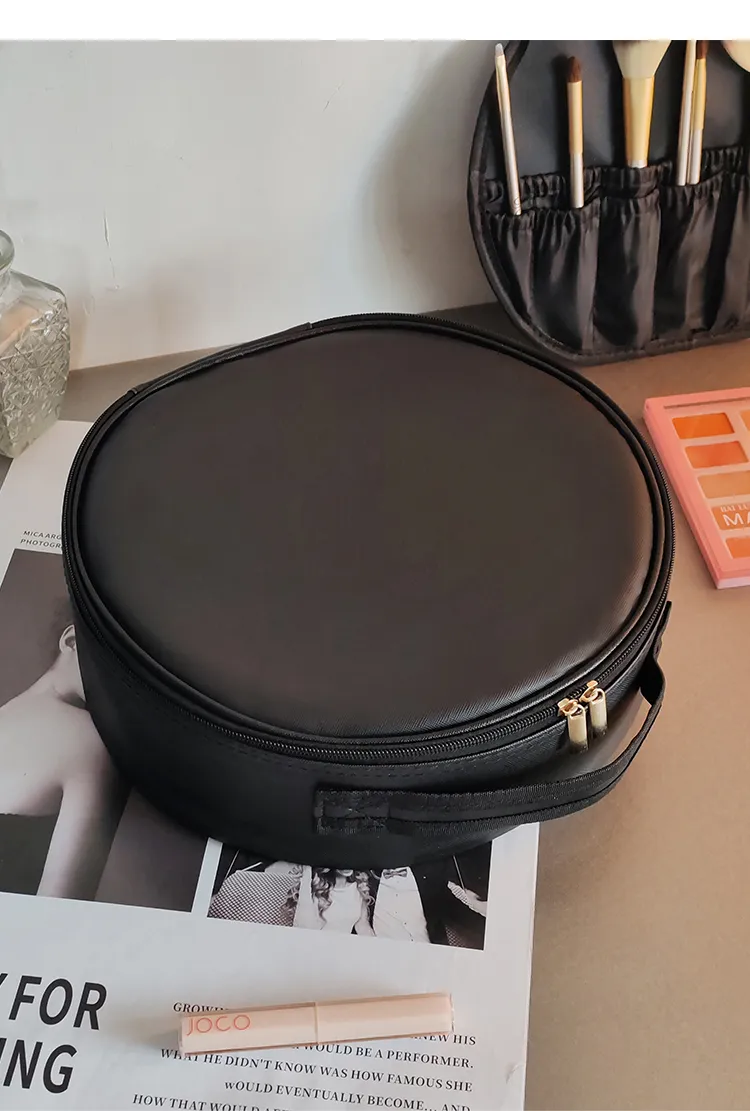 Estuche de almacenamiento para espejo LED redondo portátil de viaje