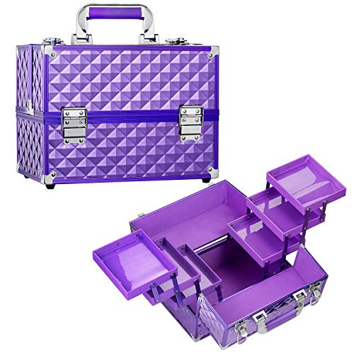 Estuche de maquillaje profesional de aluminio, estuche portátil para cosméticos, organizador de almacenamiento de maquillaje
