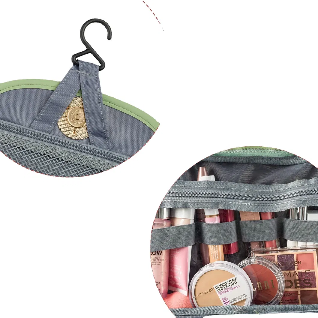 Organizador de Maquillaje Impermeable y Elegante con Gancho de Viaje para un Empaque Fácil