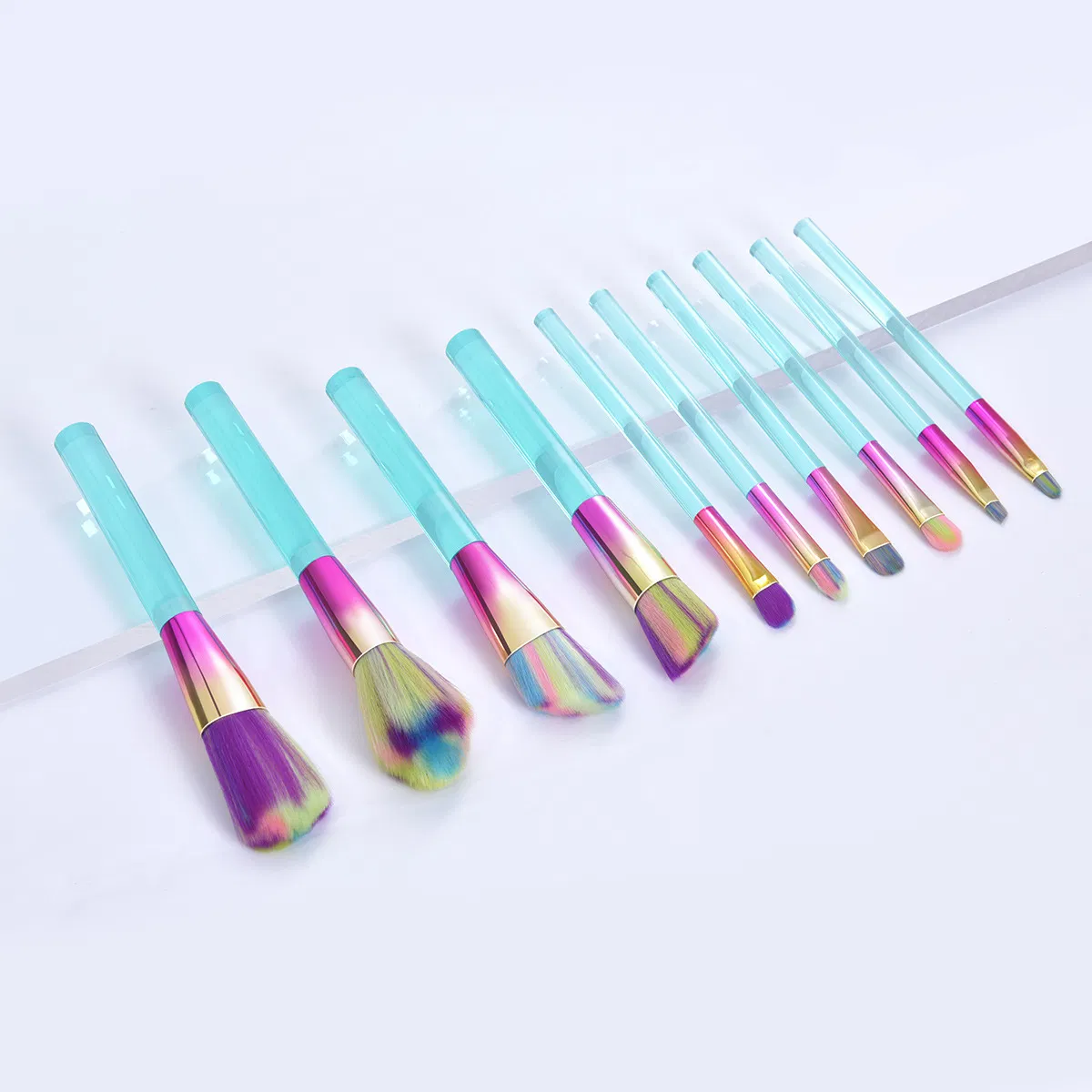10PCS Conjunto de Pinceles de Maquillaje Pincel de Difuminado Base Sombras de Ojos Pinceles de Maquillaje