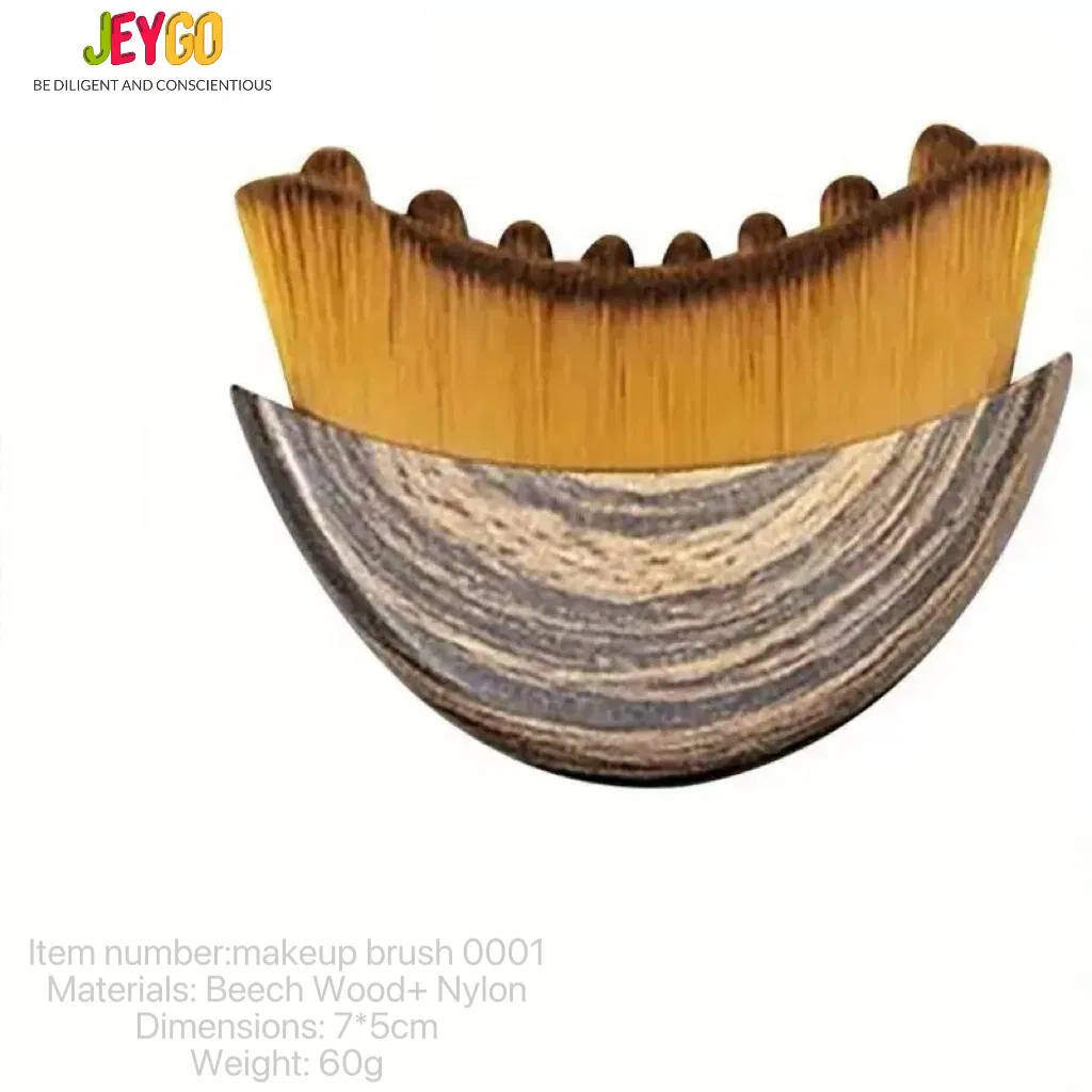 Nuevo cepillo de contorno facial de madera con mango suave y cerdas suaves hecho a medida