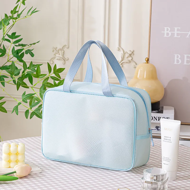 Bolsa de almacenamiento de malla elegante para maquillaje y artículos de tocador, organizador de gran capacidad y tamaño múltiple para viajes de negocios