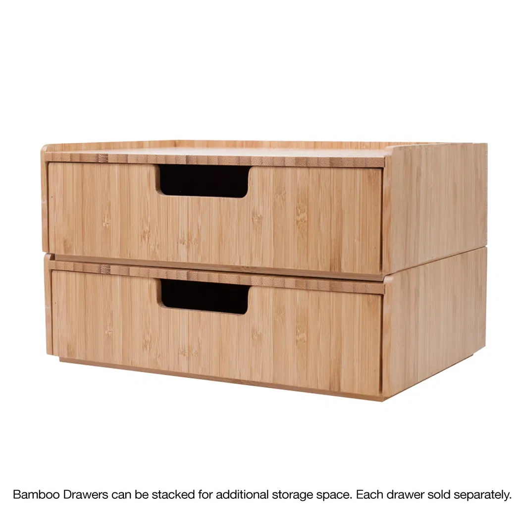 Organizador de Maquillaje Mobilevision Bamboo, Caja de Almacenamiento de Cosméticos, Estuche de Exhibición Resistente a Roturas y Cajón