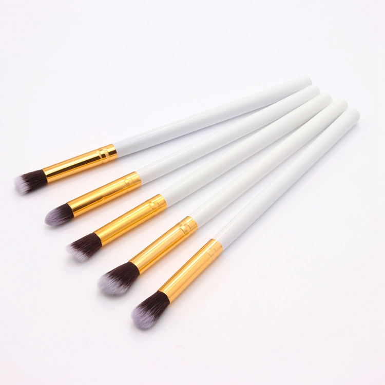 Precio de fábrica 5PCS Juego de brochas de maquillaje con pelo sintético y mango de madera, brocha de ojos cosmética con tu propio logo