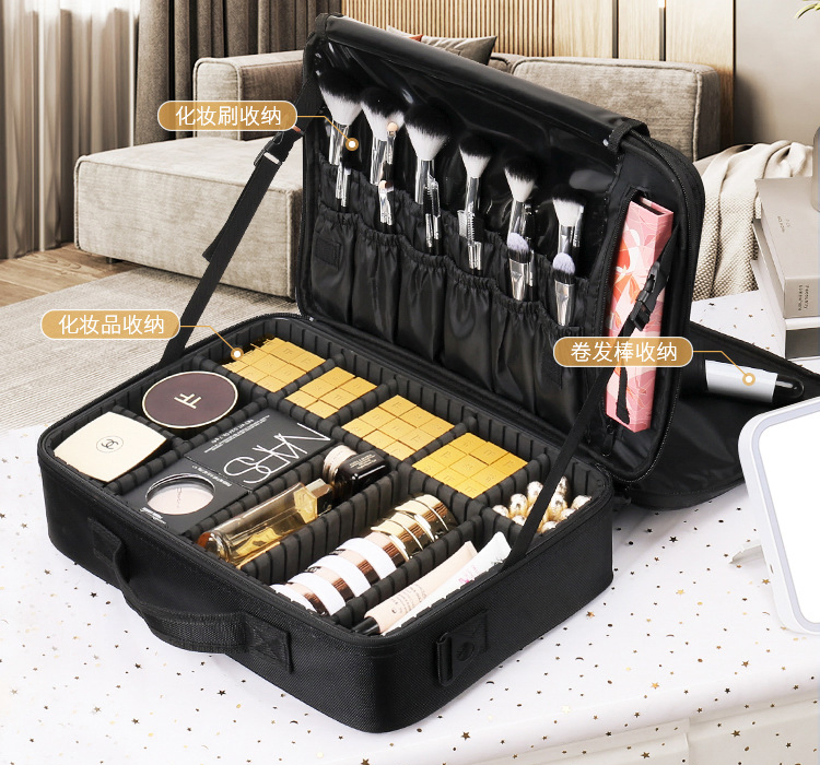 Conjunto de brochas de maquillaje portátil profesional de viaje en oxford, regalo promocional, estuche de belleza, organizador de almacenamiento, bolsa cosmética (CY9802)