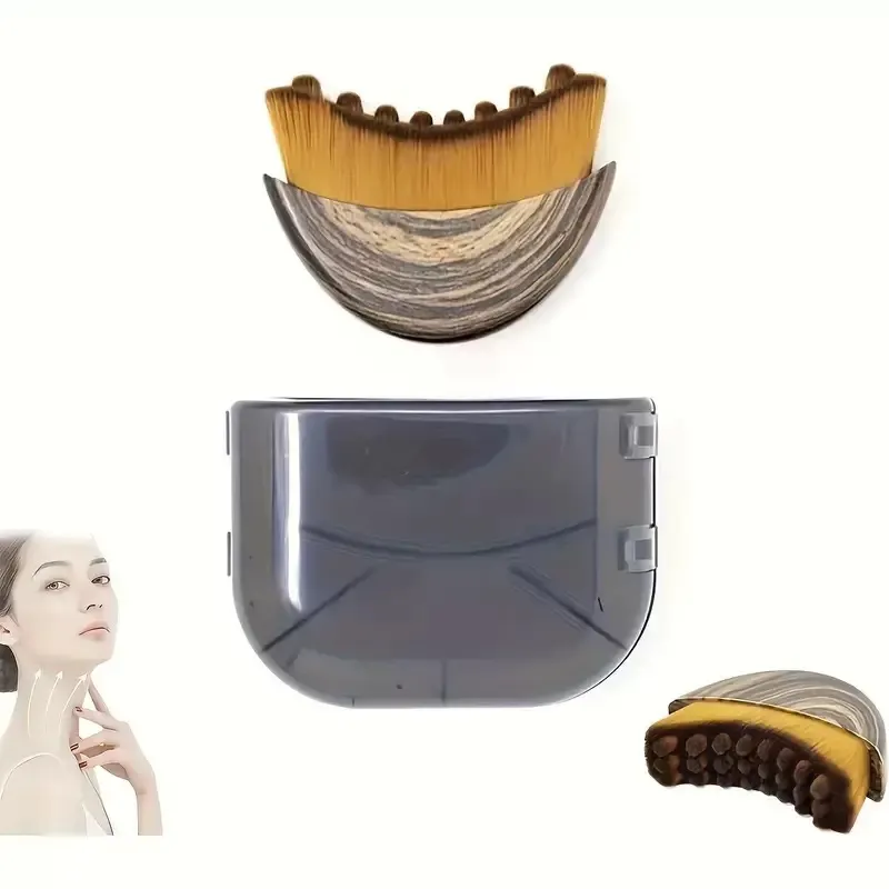 Nuevo cepillo de contorno facial de madera con mango suave y cerdas suaves hecho a medida