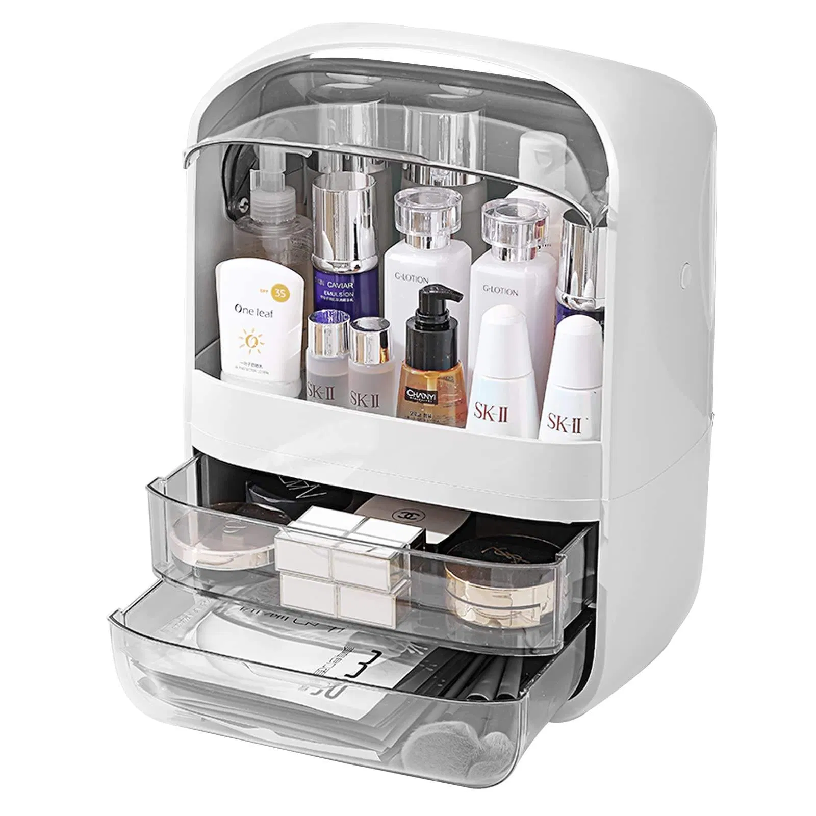 Countertop Cosmetic Skincare Display Cases Maquillaje Organizador de almacenamiento con tapa