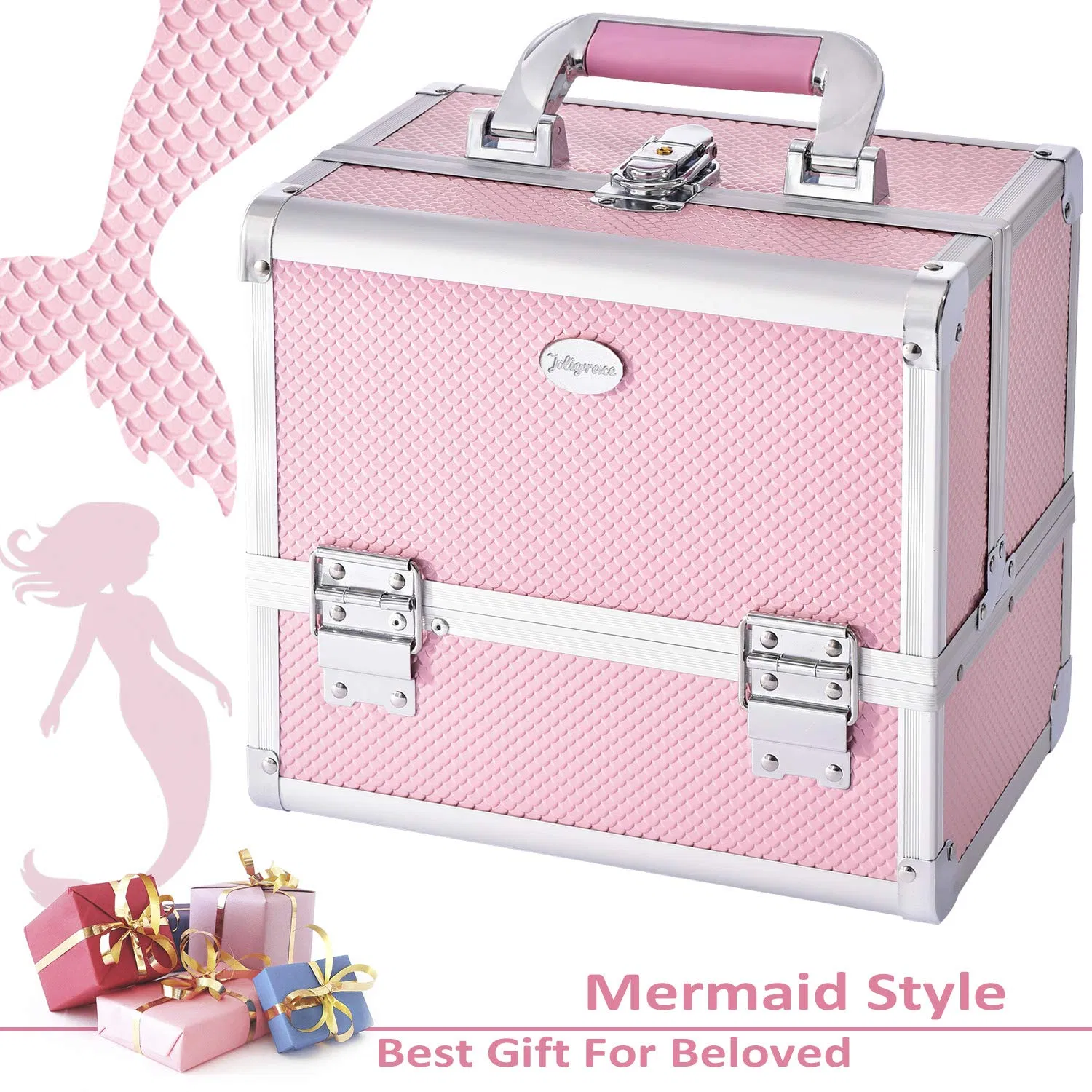 Caja de maquillaje portátil profesional para viajes y joyería