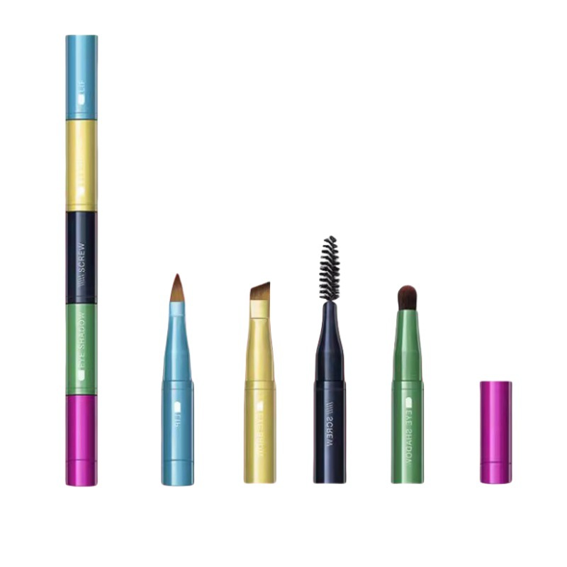 Conjunto de brochas de maquillaje para ojos, labios, pestañas y brocha de base facial