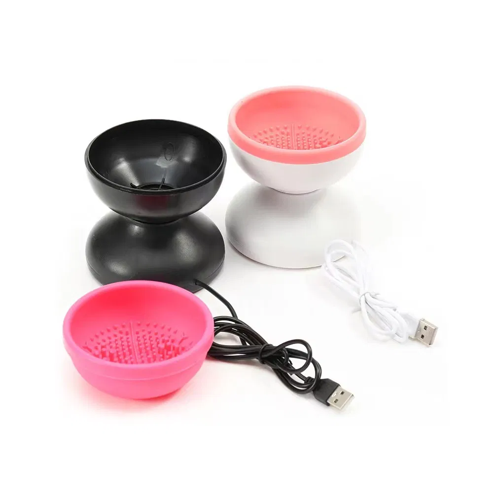 Máquina de cepillos cosméticos eléctricos, tazón, limpiador de brochas de maquillaje automático, giratorio, de silicona
