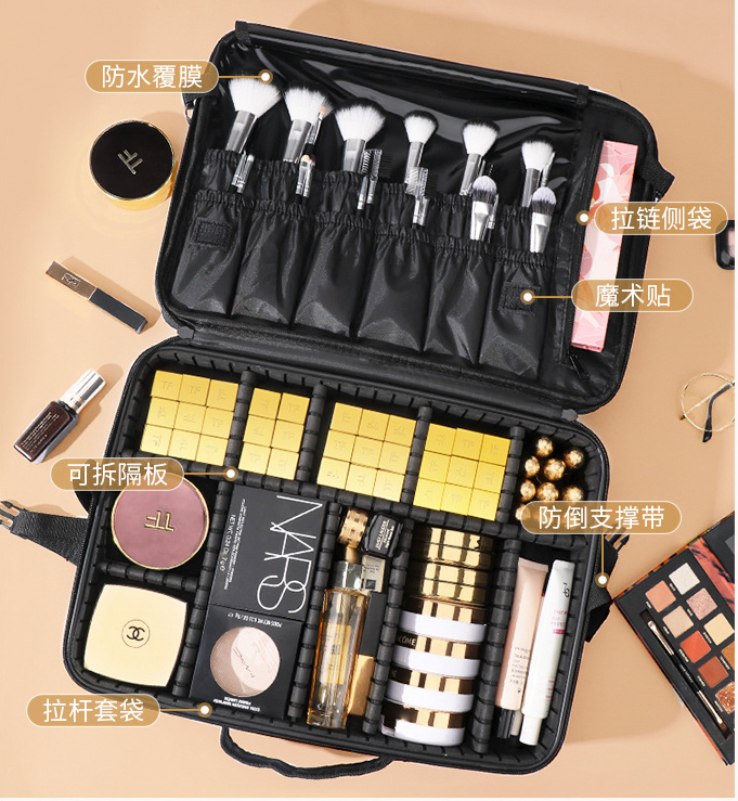 Conjunto de brochas de maquillaje portátil profesional de viaje en oxford, regalo promocional, estuche de belleza, organizador de almacenamiento, bolsa cosmética (CY9802)