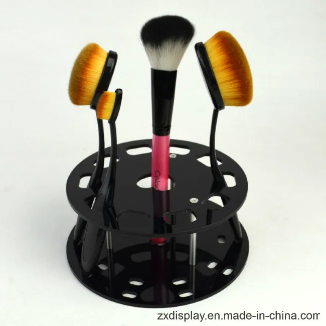 Estante de exhibición para juego de brochas de maquillaje acrílicas redondas