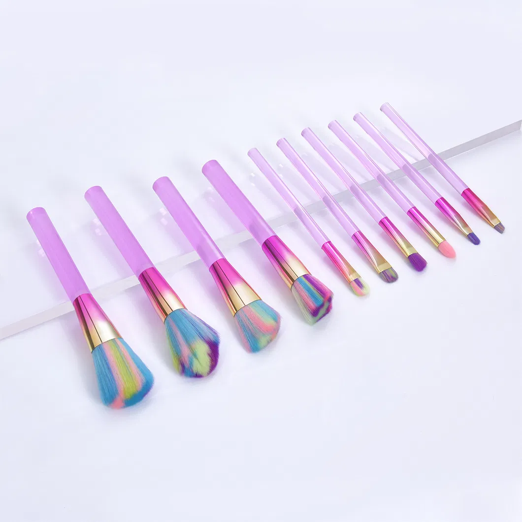 10PCS Conjunto de Pinceles de Maquillaje Pincel de Difuminado Base Sombras de Ojos Pinceles de Maquillaje