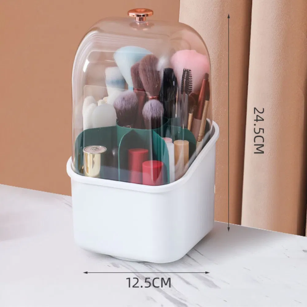 Contenedor de Maquillaje 24cm Altura Almacenamiento Soporte para Brochas Rotatable Acrílico Transparente con Tapa Bl23198