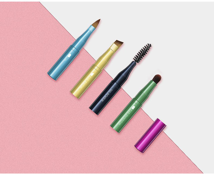 Conjunto de brochas de maquillaje para ojos, labios, pestañas y brocha de base facial