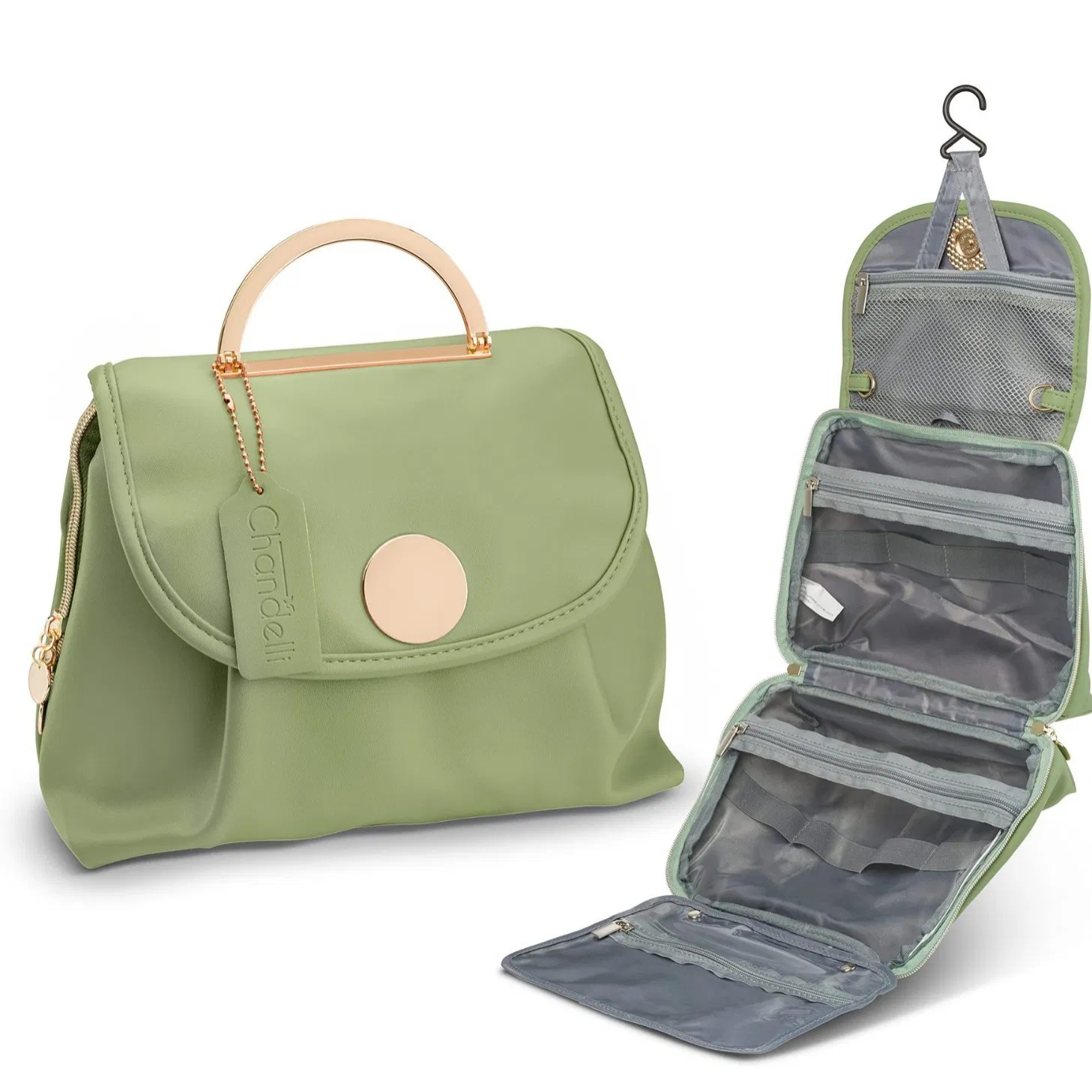 Organizador de Maquillaje Impermeable y Elegante con Gancho de Viaje para un Empaque Fácil