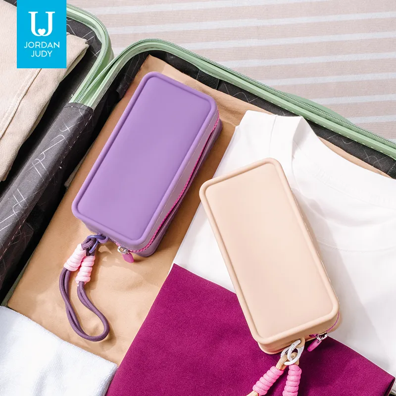 Organizadores de maquillaje de viaje nuevos, bolsas de cosméticos con cremallera, estuches de silicona elegantes, nuevas bolsas de cosméticos de viaje