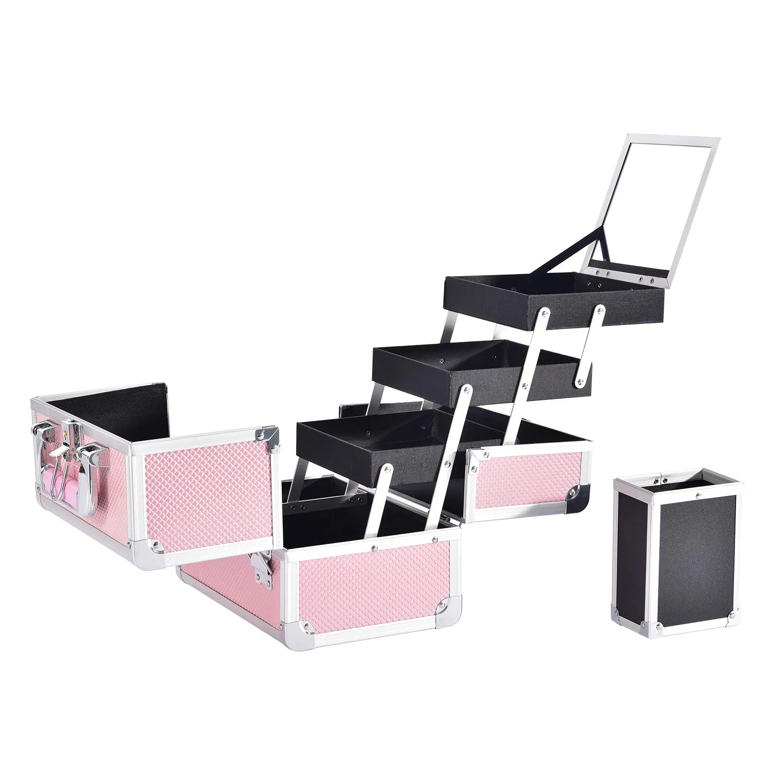 Caja de maquillaje portátil profesional para viajes y joyería