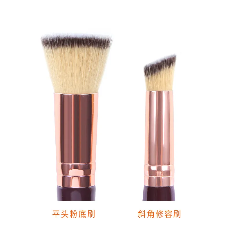Brocha de Fundación de Doble Cabeza Brocha Plana para Crema BB Maquillaje Líquido