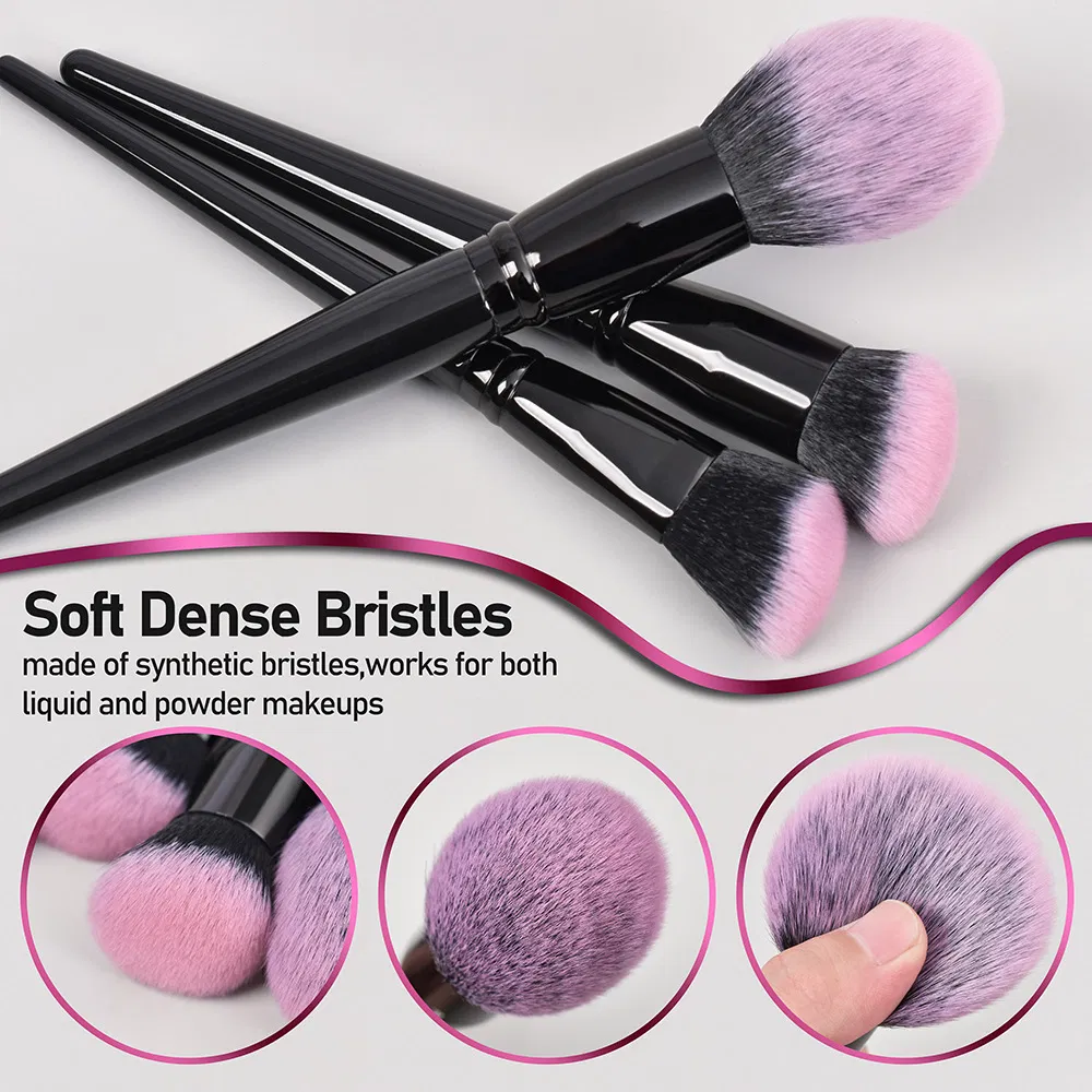Brocha de maquillaje de polvo para labios y delineador de ojos de pelo sintético negro suave de alta calidad
