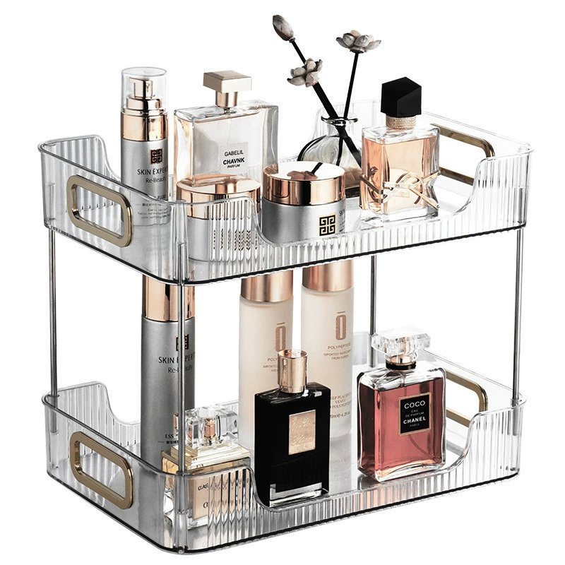 Organizador de Maquillaje Moderno de Plástico Transparente Ecológico, Caja de Almacenamiento Cosmético Apilable