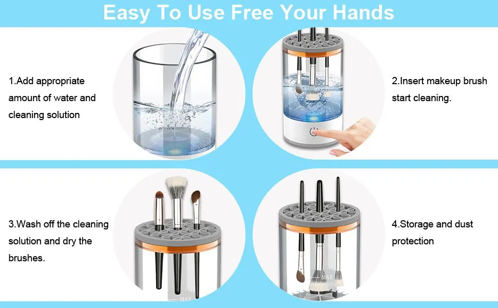 Limpiador automático de brochas de maquillaje eléctricas