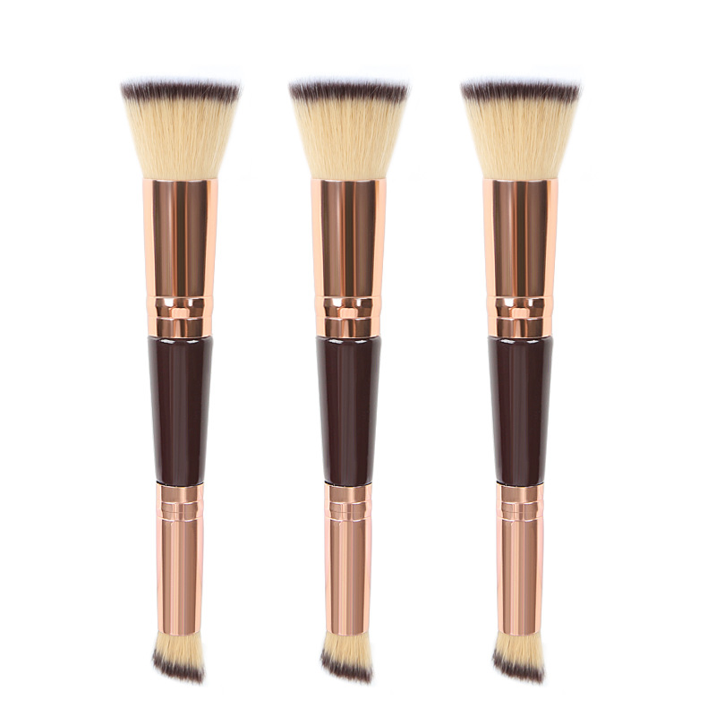 Brocha de Fundación de Doble Cabeza Brocha Plana para Crema BB Maquillaje Líquido