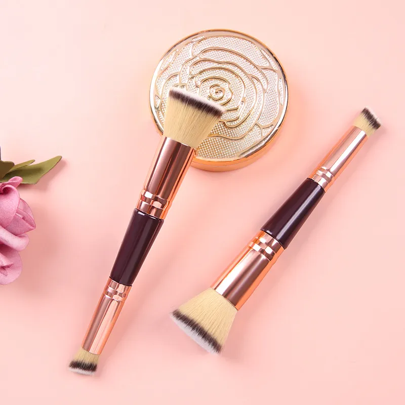 Brocha de Fundación de Doble Cabeza Brocha Plana para Crema BB Maquillaje Líquido