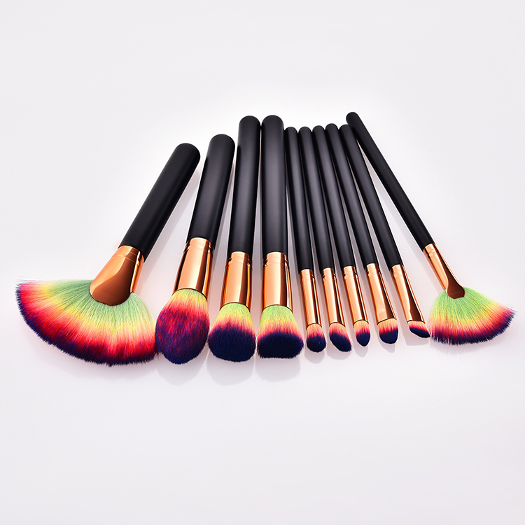 10PCS Conjunto de Pinceles de Maquillaje Premium Sintético Rosa Dorado Pincel de Base Difuminado Pincel de Rubor Pincel de Polvo Facial Conjunto de Pinceles de Maquillaje