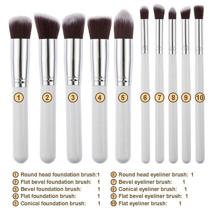 2021 Venta caliente Foundation Brush set pinceles maquillaje maquillaje de etiqueta privada de 10 piezas de tamaño normal Colorete en polvo maquillaje Set de cepillo