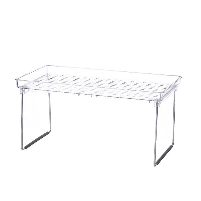 Organizador de almacenamiento para baño con estante apilable transparente, pies antideslizantes