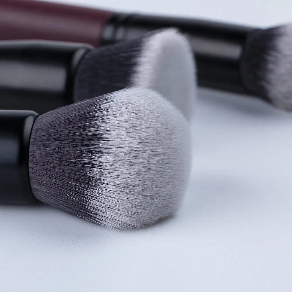 11PCS Conjunto de brochas de maquillaje de pelo sintético suave y denso para rostro/ojos con mango de madera