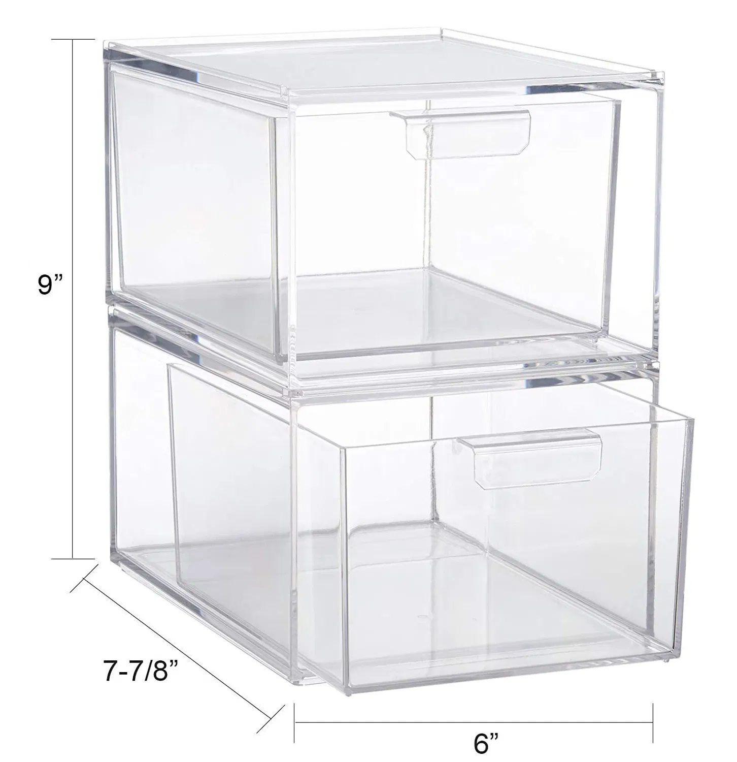 Conjuntos de cajas de maquillaje de acrílico transparente multipropósito, cajones de almacenamiento de plástico apilables, organizador de cosméticos
