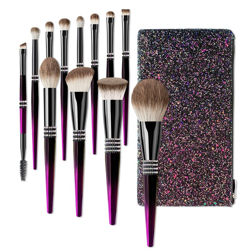12PCS Conjunto de Pinceles de Maquillaje Marca Privada Púrpura Suave Pó Facial Pinceles de Maquillaje