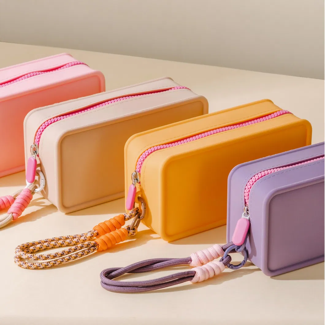 Organizadores de maquillaje de viaje nuevos, bolsas de cosméticos con cremallera, estuches de silicona elegantes, nuevas bolsas de cosméticos de viaje