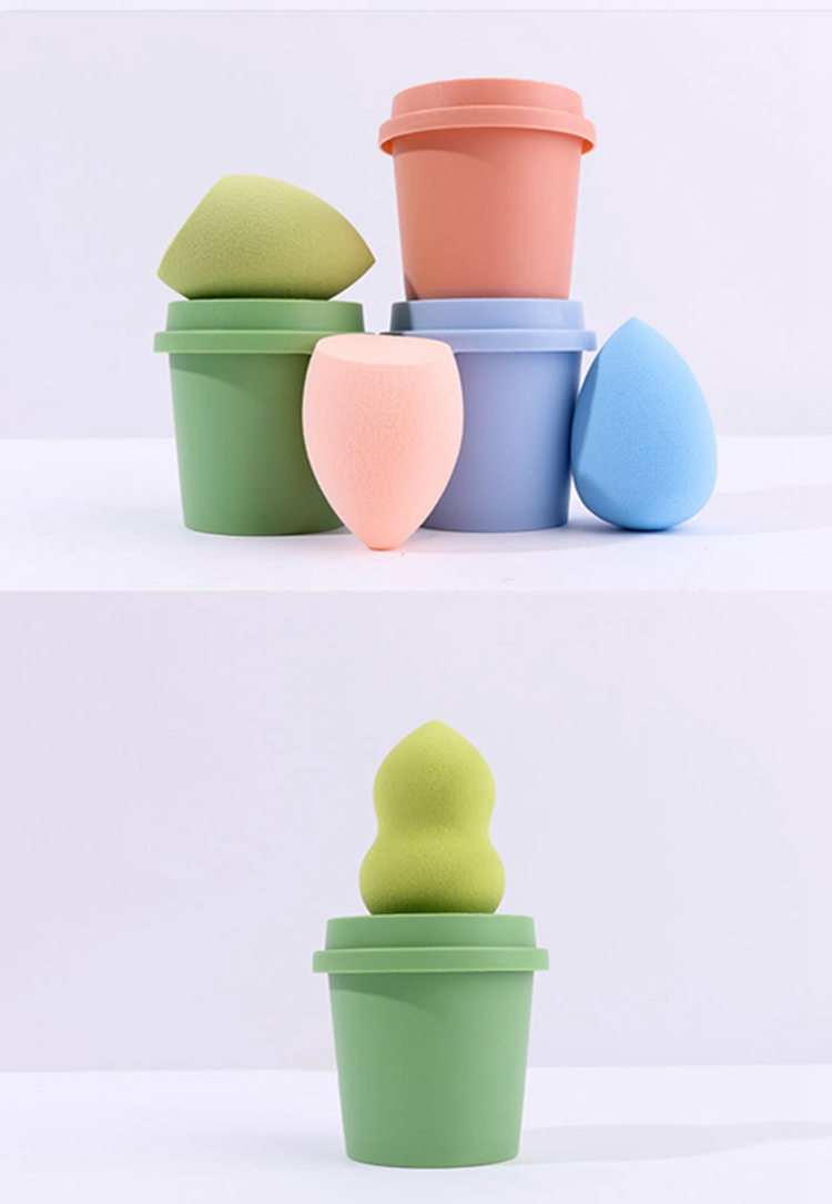 Esponja de maquillaje personalizada Beauty Egg, esponja de maquillaje libre de látex en forma de taza de café