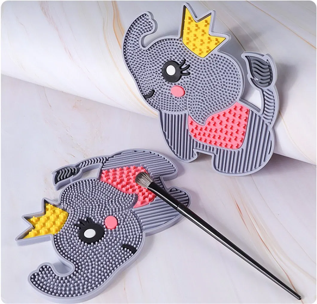Herramienta de limpieza de maquillaje en forma de elefante, almohadilla de silicona multicolor, limpiador de brochas cosméticas