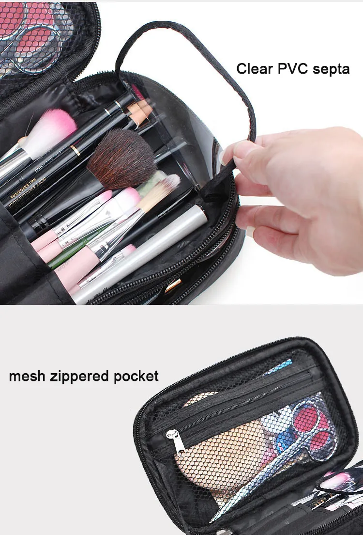 Estuche de maquillaje para viajes detalles interiores