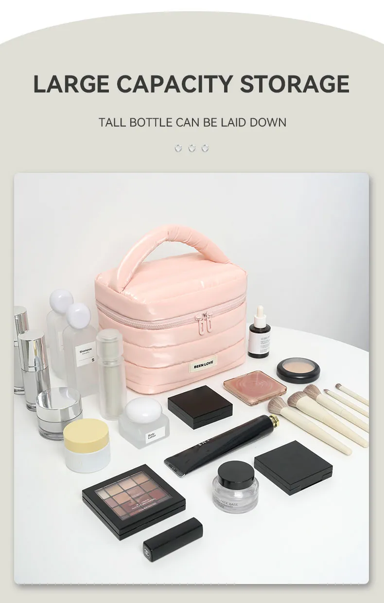Estuche de Maquillaje de Mano con Gran Capacidad Bolsa de Cosméticos Portátil para Labiales y Cuidado de la Piel Cierre de Cremallera Fashionable
