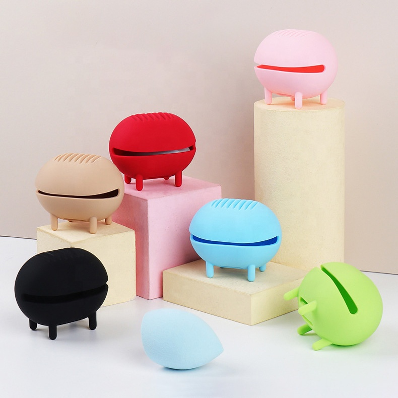 Funda protectora reutilizable y lavable para esponja de maquillaje con tapa, contenedor de silicona para sostener la esponja de maquillaje