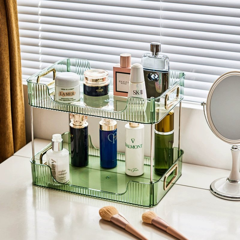 Organizador de Maquillaje Moderno de Plástico Transparente Ecológico, Caja de Almacenamiento Cosmético Apilable