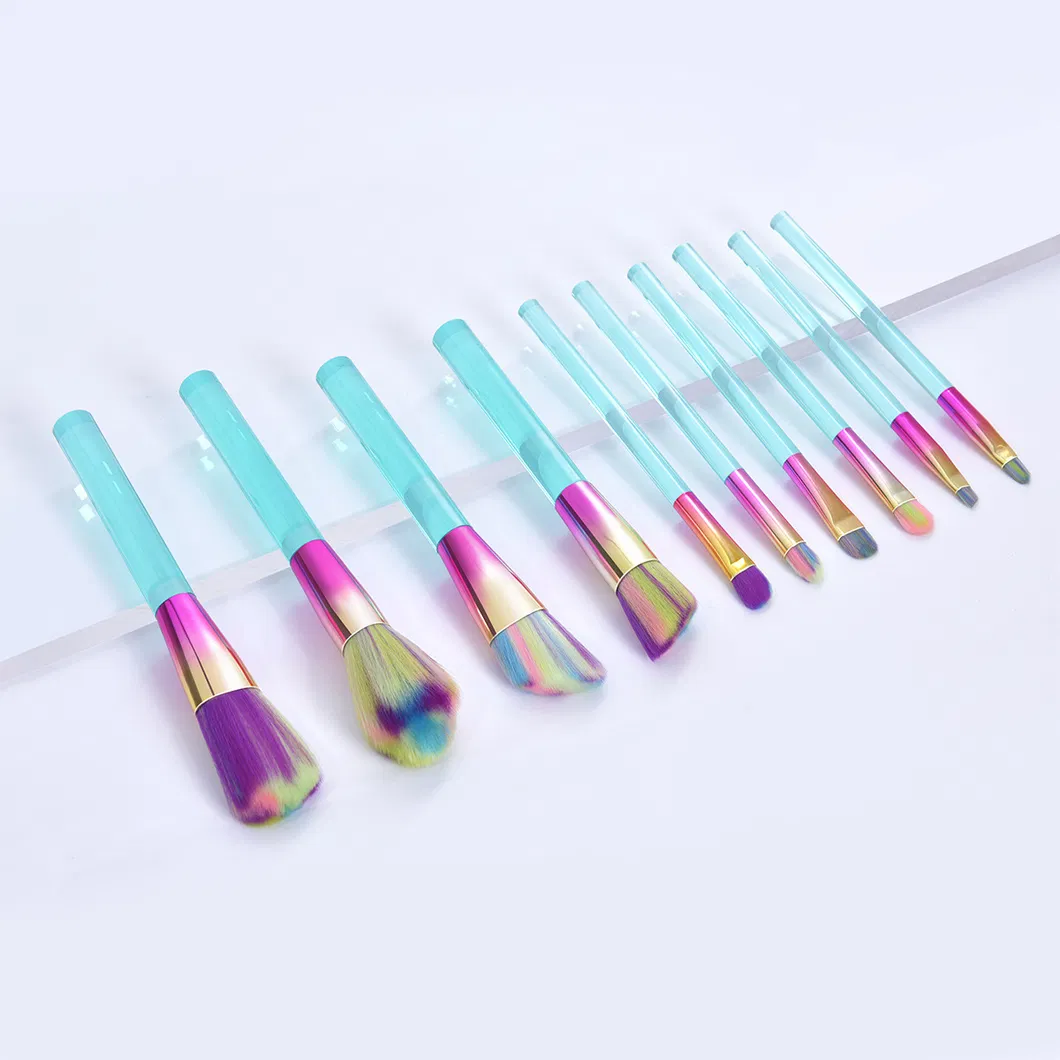 10PCS Conjunto de Pinceles de Maquillaje Pincel de Difuminado Base Sombras de Ojos Pinceles de Maquillaje