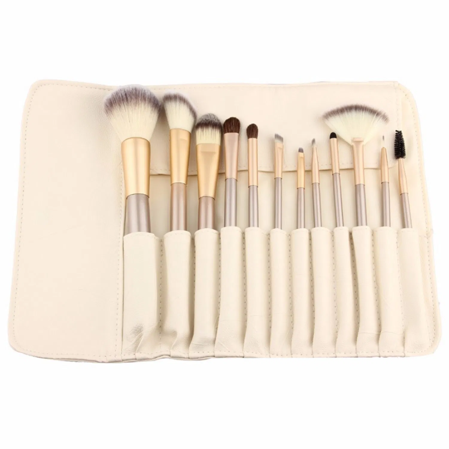 Set de Brochas de Maquillaje Profesional Premium Beautichen 12PCS con Pelo de Cabra - Temática de Caramelo, Alta Calidad para Cara, Ojos, Labios, Polvo, Base y Corrector
