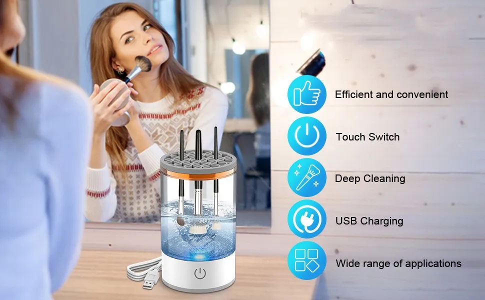 Limpiador automático de brochas de maquillaje eléctricas