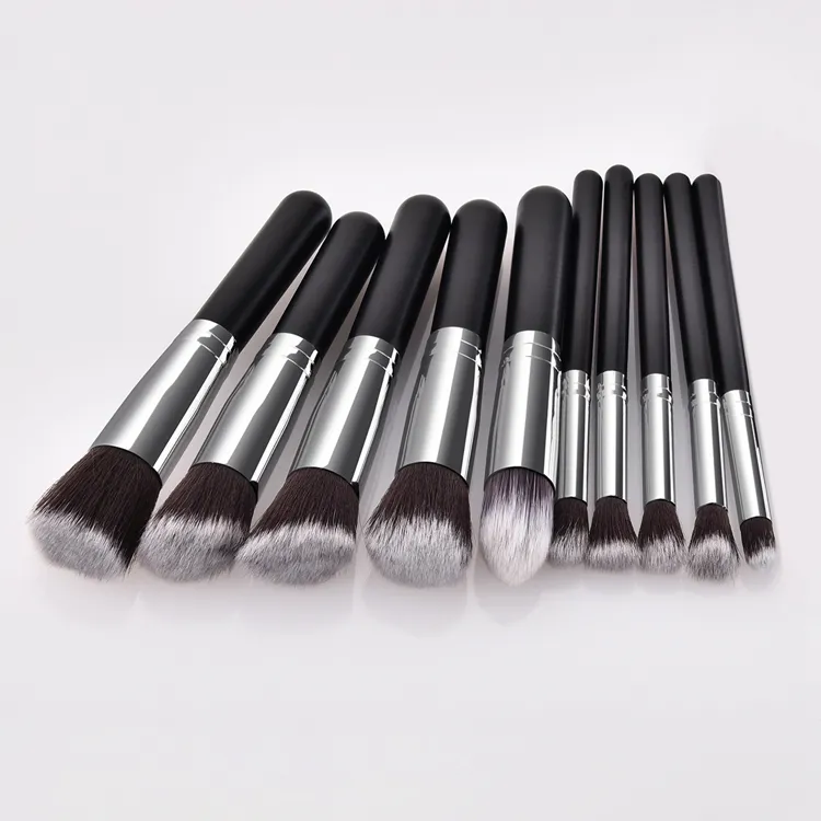 10PCS Conjuntos de Pinceles de Maquillaje, Kit de Pinceles de Maquillaje de Fundación Sintética Premium para Polvo Facial, Rubor, Sombra de Ojos y Kabuki