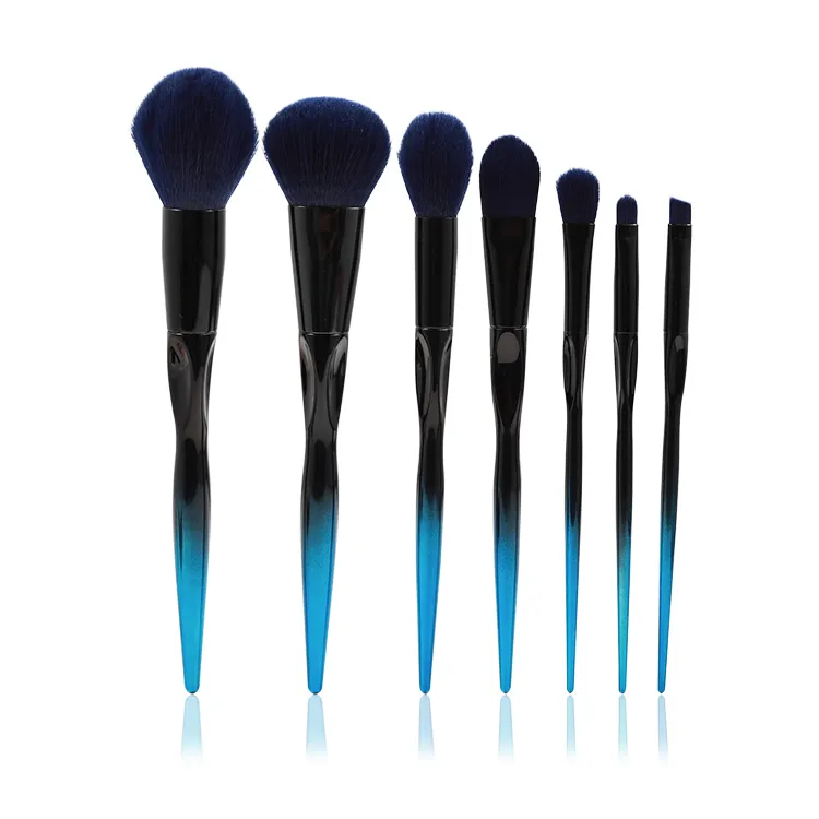 Nuevo cepillo de maquillaje de polvo facial sintético electrochapado de cintura delgada